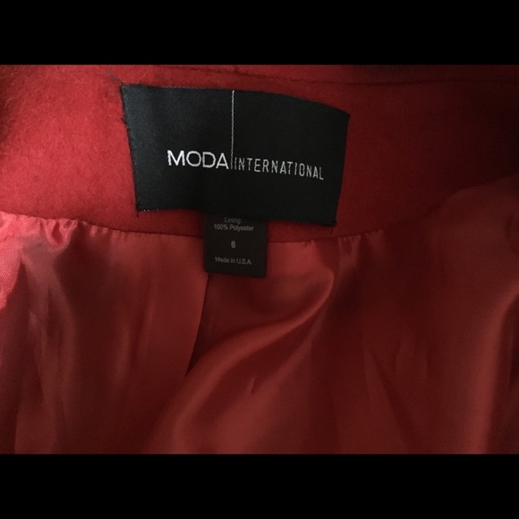 VS Moda International Red Wool Coat w/ Fur Collar - Picture 5 of 5